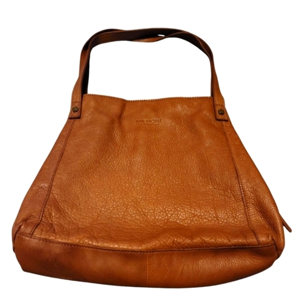 American Leather Co Triple Entry Zippered and Snap Shoulder Bag Tan - Picture 1 of 11